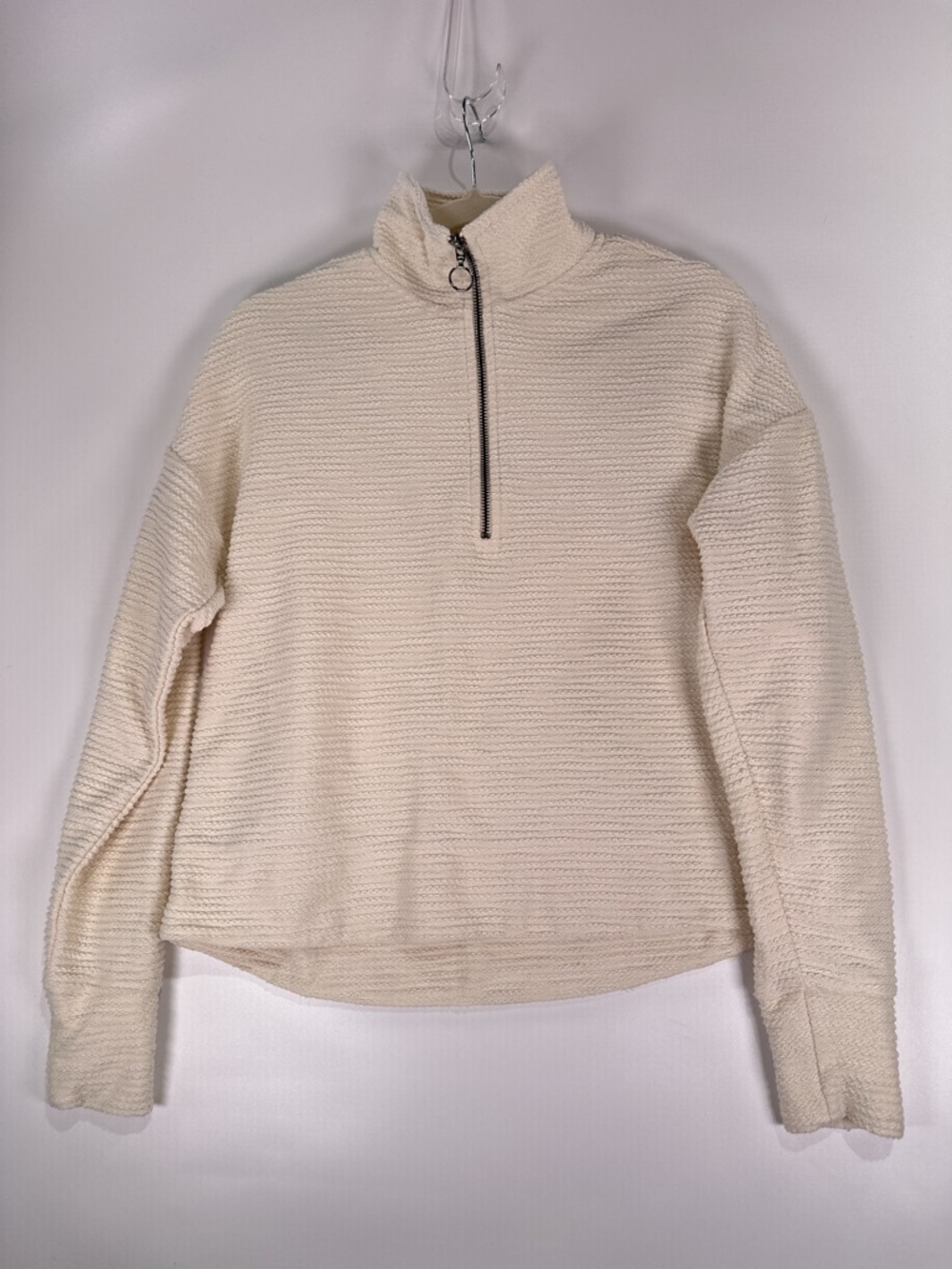 Sweaty Betty Rest Up Half Zip Pullover Textured Cream Ivory US 4 XS - Picture 2 of 13
